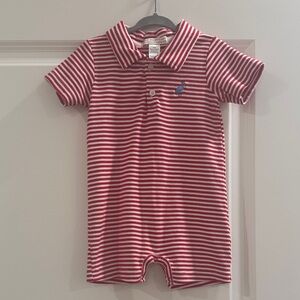 The Beaufort Bonnet Company Red and White Striped Polo One-Piece